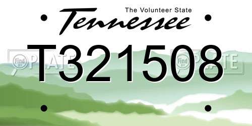 T321508 Tennessee License Plate