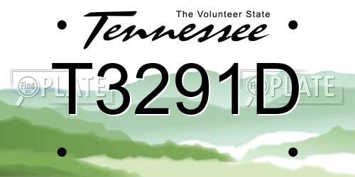 T3291D Tennessee License Plate