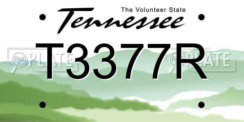 T3377R Tennessee License Plate