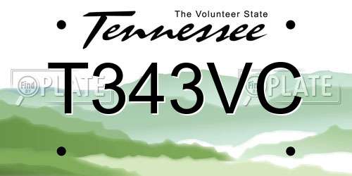 T343VC Tennessee License Plate