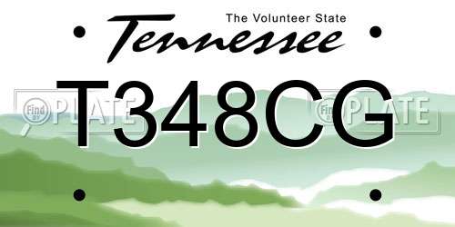 T348CG Tennessee License Plate