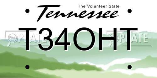 T34OHT Tennessee License Plate