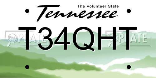 T34QHT Tennessee License Plate