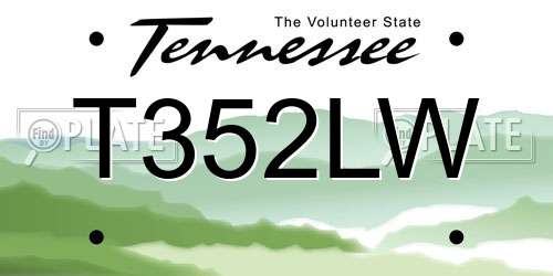 T352LW Tennessee License Plate