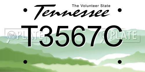 T3567C Tennessee License Plate