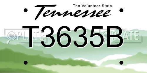 T3635B Tennessee License Plate
