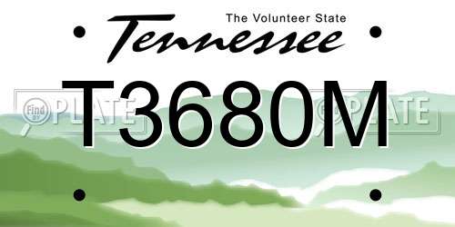 T3680M Tennessee License Plate