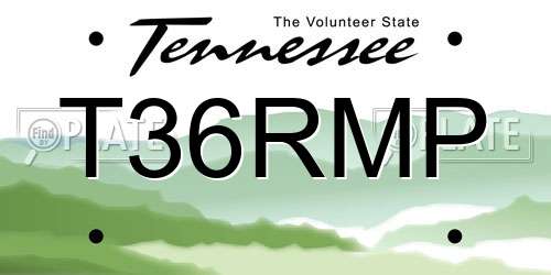 T36RMP Tennessee License Plate