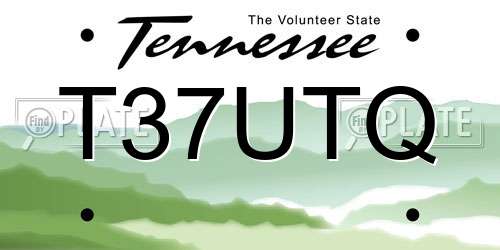 T37UTQ Tennessee License Plate