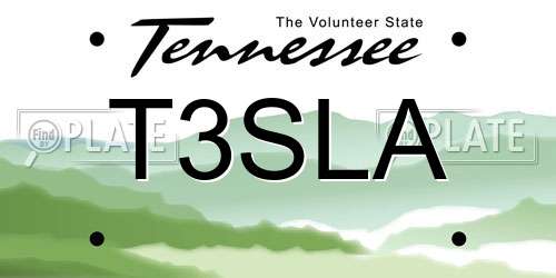 T3SLA Tennessee License Plate