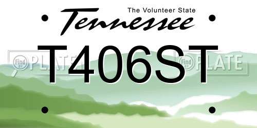 T406ST Tennessee License Plate