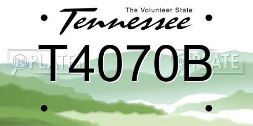 T4070B Tennessee License Plate