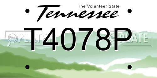 T4078P Tennessee License Plate