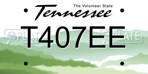T407EE Tennessee License Plate