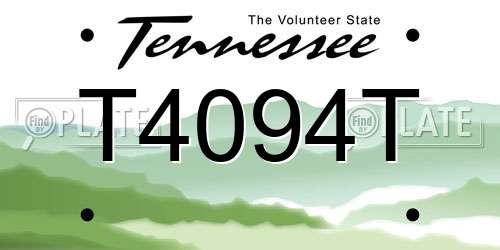 T4094T Tennessee License Plate