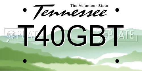 T40GBT Tennessee License Plate