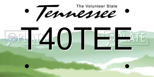 T40TEE Tennessee License Plate