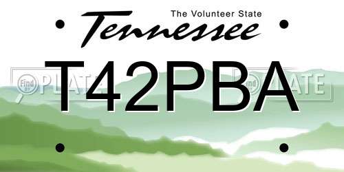 T42PBA Tennessee License Plate