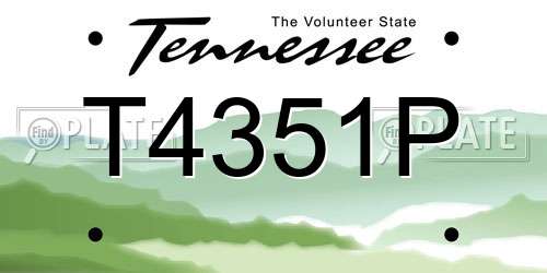 T4351P Tennessee License Plate