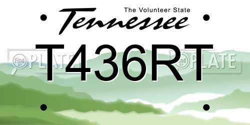 T436RT Tennessee License Plate