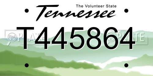 T445864 Tennessee License Plate