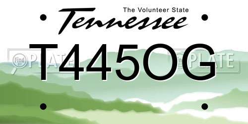 T445OG Tennessee License Plate