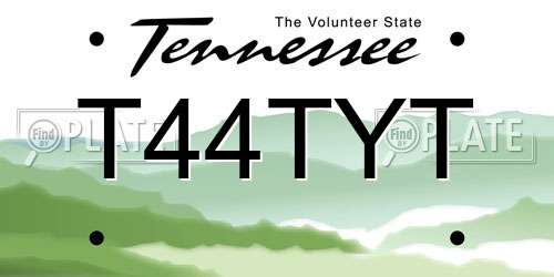 T44TYT Tennessee License Plate