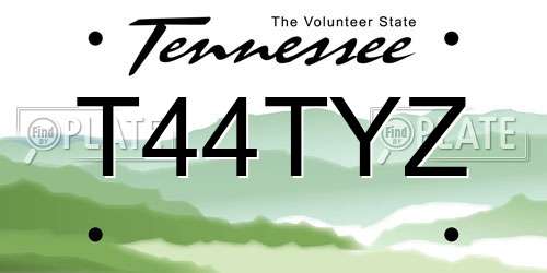 T44TYZ Tennessee License Plate