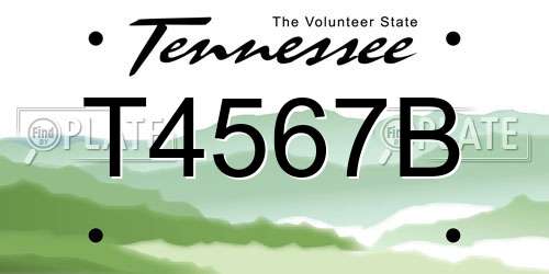 T4567B Tennessee License Plate