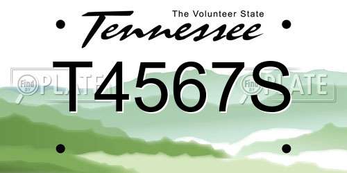 T4567S Tennessee License Plate