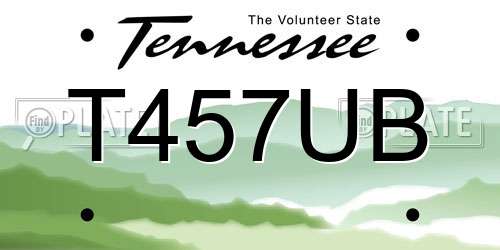 T457UB Tennessee License Plate