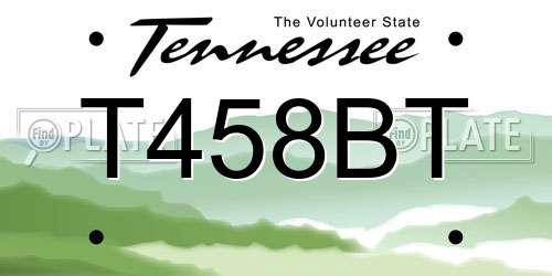 T458BT Tennessee License Plate