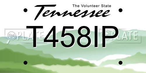 T458IP Tennessee License Plate