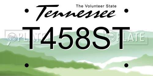 T458ST Tennessee License Plate