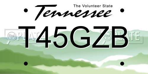 T45GZB Tennessee License Plate