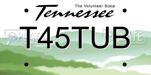 T45TUB Tennessee License Plate