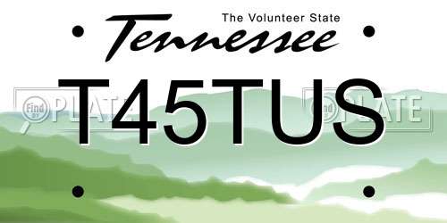 T45TUS Tennessee License Plate
