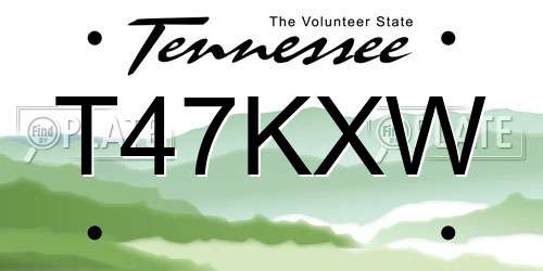 T47KXW Tennessee License Plate