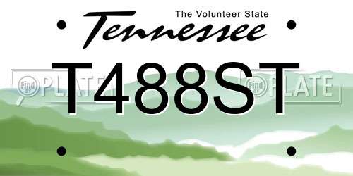 T488ST Tennessee License Plate