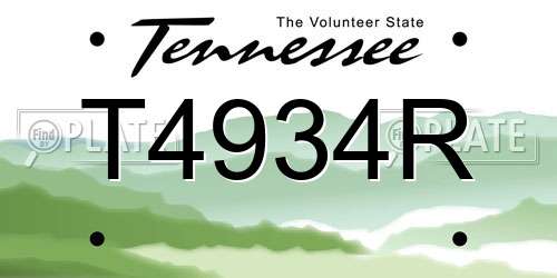 T4934R Tennessee License Plate