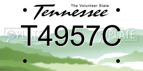 T4957C Tennessee License Plate