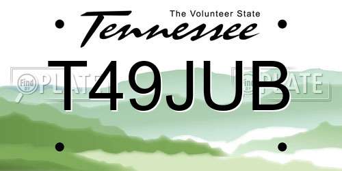 T49JUB Tennessee License Plate