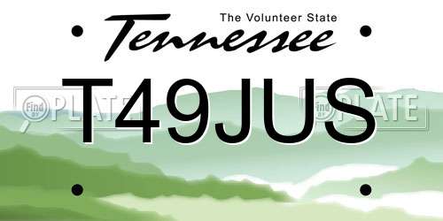 T49JUS Tennessee License Plate