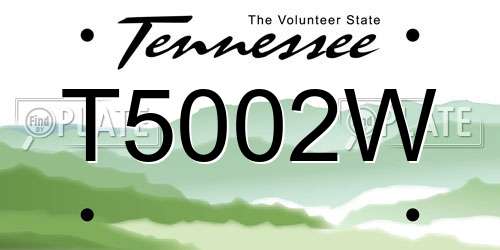 T5002W Tennessee License Plate