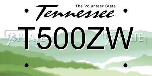 T500ZW Tennessee License Plate