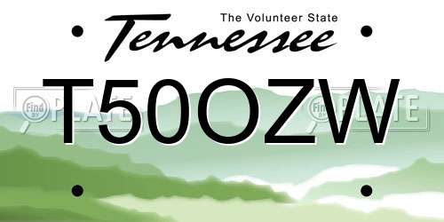 T50OZW Tennessee License Plate