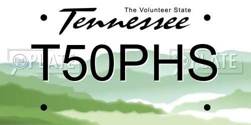 T50PHS Tennessee License Plate