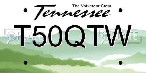 T50QTW Tennessee License Plate