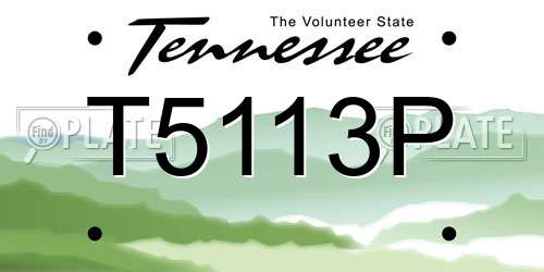 T5113P Tennessee License Plate
