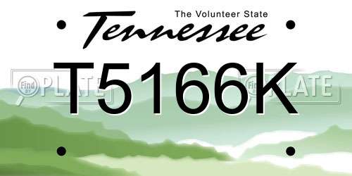 T5166K Tennessee License Plate